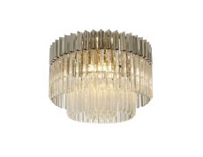 Vita 60cm Flush Ceiling Round 7 Light E14, Polished Nickel/Clear Sculpted Glass,Item Weight: 15kg