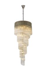 Vita 70cm Pendant Round 5 Layer Spiral 23 Light E14, Polished Nickel/Clear Sculpted Glass, Item Weight: 57kg