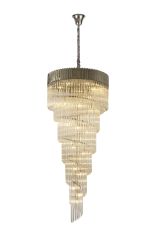 Vita 90cm Pendant Round 7 Layer Spiral 31 Light E14, Polished Nickel/Clear Sculpted Glass, Item Weight: 93kg