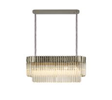 Vita 100 x 32cm Linear Pendant Rectangle 5 Light E14, Polished Nickel/Clear Sculpted Glass, Item Weight: 21.2kg