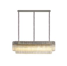 Vita 150 x 40cm Linear Pendant Rectangle 7 Light E14, Polished Nickel/Clear Sculpted Glass, Item Weight: 28kg