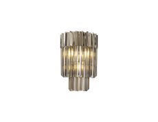 Vita 27.5 x H41cm Wall 3 Light E14, Polished Nickel / Smoke Sculpted Glass