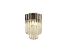 Vita 30cm Flush Ceiling Round 3 Light E14, Polished Nickel / Cognac Sculpted Glass