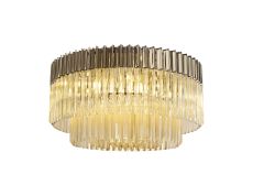Vita 80cm Flush Ceiling Round 12 Light E14, Polished Nickel / Cognac Sculpted Glass, Item Weight: 29kg