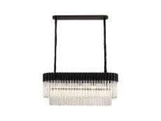 Vita 100 x 32cm Linear Pendant Rectangle 5 Light E14, Matt Black / Clear Sculpted Glass, Item Weight: 21.2kg