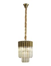 Vita 30cm Pendant Round 4 Light E14, Brass / Cognac Sculpted Glass