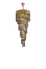 Vita 70cm Pendant Round 5 Layer Spiral 23 Light E14, Brass / Smoke Sculpted Glass, Item Weight: 57kg