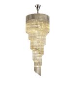 Vita 70cm Pendant Round 5 Layer Spiral 23 Light E14, Polished Nickel / Cognac Sculpted Glass, Item Weight: 57kg