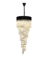 Vita 70cm Pendant Round 5 Layer Spiral 23 Light E14, Matt Black / Cognac Sculpted Glass, Item Weight: 57kg