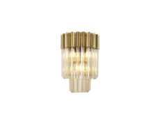 Vita 27.5 x H41cm Wall 3 Light E14, Brass / Cognac Sculpted Glass
