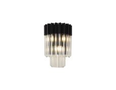 Vita 27.5 x H41cm Wall 3 Light E14, Matt Black / Clear Sculpted Glass