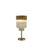 Vita 30 x H65cm Table Lamp 3 Light E14, Brass / Cognac Sculpted Glass