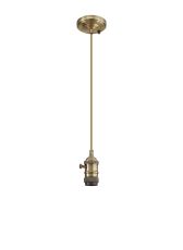 Luxe 11cm Switched Pendant Light (FRAME ONLY) 1.5m, 1 x E27, Antique Brass / Golden Brown Braided 2 Core Braided Cable