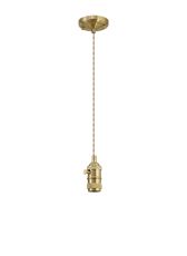 Luxe 11cm Switched Pendant Light (FRAME ONLY) 1.5m, 1 x E27, Brass / Pale Gold 2 Core Twisted Cable