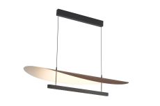 Abisal 1.2m Triac Dimmable Pendant, 40W LED, 3000K, 5360lm, Black/Dark Wood, 3yrs Warranty