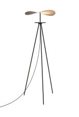 Abisal 1.5m Dimmable Floor Lamp, 18W LED, 2700-5700K CCT Remote Control, 1610lm, Black/Dark Wood, 3yrs Warranty