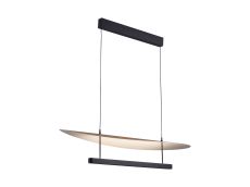 Abisal CCT 1.2m Pendant, 40W LED, 2700-5700K Remote Control, 5360lm, Black/Beech Wood, 3yrs Warranty