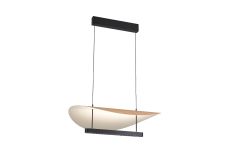 Abisal CCT 80cm Pendant, 28W LED, 2700-5700K Remote Control, 3380lm, Black/Beech Wood, 3yrs Warranty