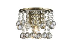 Acton Wall Lamp 1 Light E14 Switched Antique Brass/Sphere Crystal