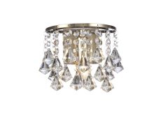 Acton Wall Lamp 1 Light E14 Switched Antique Brass/Prism Crystal