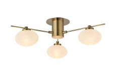 Addie Flush Ceiling, 3 Light G9, Antique Brass/Opal A Glass