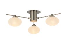 Addie Flush Ceiling, 3 Light G9, Satin Nickel/Opal A Glass