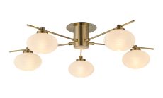 Addie Flush Ceiling, 5 Light G9, Antique Brass/Opal A Glass