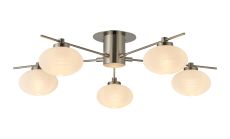 Addie Flush Ceiling, 5 Light G9, Satin Nickel/Opal A Glass