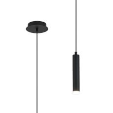 Rita 1 Light Pendant With 200mm Tube, 5W LED, 4000K, 325lm, IP44, Satin Black, 3yrs Warranty