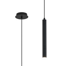 Rita 1 Light Pendant With 350mm Tube, 5W LED, 4000K, 325lm, IP44, Satin Black, 3yrs Warranty