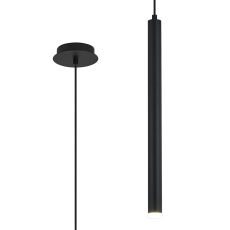 Rita 1 Light Pendant With 510mm Tube, 5W LED, 4000K, 325lm, IP44, Satin Black, 3yrs Warranty