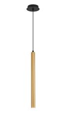 Rita 1 Light Pendant With 510mm Tube, 5W LED, 4000K, 325lm, IP44, Satin Black/Satin Gold, 3yrs Warranty