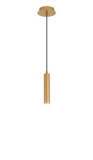 Rita 1 Light Pendant With 200mm Tube, 5W LED, 4000K, 325lm, IP44, Satin Gold, 3yrs Warranty