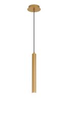 Rita 1 Light Pendant With 350mm Tube, 5W LED, 4000K, 325lm, IP44, Satin Gold, 3yrs Warranty