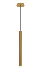 Rita 1 Light Pendant With 510mm Tube, 5W LED, 4000K, 325lm, IP44, Satin Gold, 3yrs Warranty