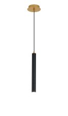 Rita 1 Light Pendant With 350mm Tube, 5W LED, 4000K, 325lm, IP44, Satin Gold/Satin Black, 3yrs Warranty