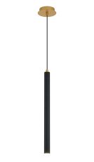 Rita 1 Light Pendant With 510mm Tube, 5W LED, 4000K, 325lm, IP44, Satin Gold/Satin Black, 3yrs Warranty