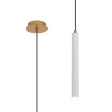 Rita 1 Light Pendant With 350mm Tube, 5W LED, 4000K, 325lm, IP44, Satin Gold/Satin White, 3yrs Warranty