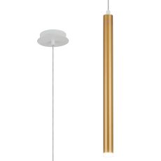 Rita 1 Light Pendant With 510mm Tube, 5W LED, 4000K, 325lm, IP44, Satin White/Satin Gold, 3yrs Warranty