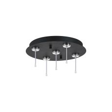 Rita 27cm Round 5 DC Plug Canopy/Ceiling Rose Kit (FRAME ONLY, Incl Driver) For Rita Only, (IP44 When With Tube) Satin Black, 3yrs Wty
