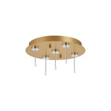Rita 27cm Round 5 DC Plug Canopy/Ceiling Rose Kit (FRAME ONLY, Incl Driver) For Rita Only, (IP44 When With Tube) Satin Gold, 3yrs Wty