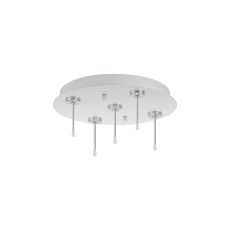 Rita 27cm Round 5 DC Plug Canopy/Ceiling Rose Kit (FRAME ONLY, Incl Driver) For Rita Only, (IP44 When With Tube) Satin White, 3yrs Wty