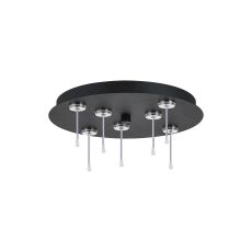 Rita 32cm Round 7 DC Plug Canopy/Ceiling Rose Kit (FRAME ONLY, Incl Driver) For Rita Only, (IP44 When With Tube) Satin Black, 3yrs Wty