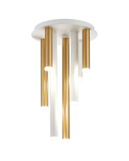 Rita 32cm Round 7 Ceiling Light, 35W LED, 4000K, 2275lm, IP44, Satin White/Satin Gold, 3yrs Warranty