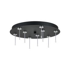Rita 42cm Round 9 DC Plug Canopy/Ceiling Rose Kit (FRAME ONLY, Incl Driver) For Rita Only, (IP44 When With Tube) Satin Black, 3yrs Wty