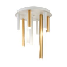Rita 35cm Round 9 Ceiling Light, 45W LED, 4000K, 2925lm, IP44, Satin White/Satin Gold, 3yrs Warranty
