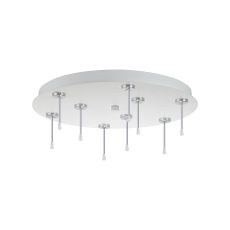 Rita 42cm Round 9 DC Plug Canopy/Ceiling Rose Kit (FRAME ONLY, Incl Driver) For Rita Only, (IP44 When With Tube) Satin White, 3yrs Wty