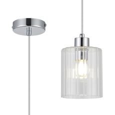 Umbre 12cm Pendant, 1 x E14, IP44, Polished Chrome/Clear Glass