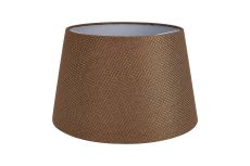 Alessandro Round, 45x28cm Linen Fabric Shade (H), Brown/White Laminate