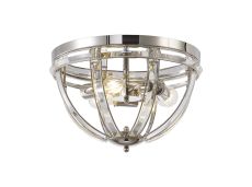 Koka 41.5cm Round Flush, 3 Light E27, Polished Nickel